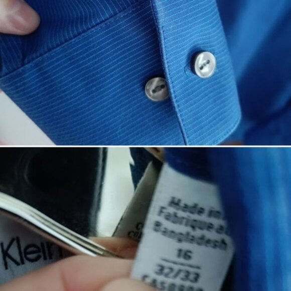 16&17👔Calvin Klein Navy and Simons Grey/Teal Dress Shirts+Tie Gift - Picture 8 of 10